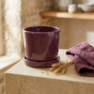 Glazed Stoneware Plant Pot, Mulberry, 8 in